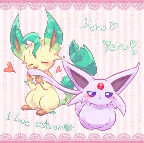 Leafeon And Espeon, Espeon And Leafeon, Pokemon Leafeon, Pokemon Espeon, I Have A Girlfriend, Weird Pokemon, Cute Eeveelutions, Pokemon Pixel Art, Me And The Boys