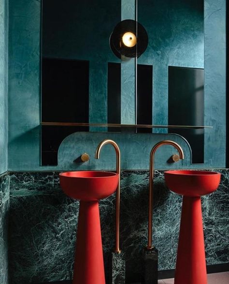 Mr Buckley’s Instagram post: “@bergmanandco⁠ ⁠ ⁠ ⁠ #interiordesign ⁠ #architecture⁠ #designer⁠ #interiors ⁠ #spaces ⁠ #colours ⁠ #objects ⁠ #objectdesign ⁠ #mrbuckley ⁠…” Estilo Kitsch, Colorful Terrazzo, Architecture Restaurant, Restroom Design, Unisex Bathroom, Toilet Design, Bad Design, Stylish Bathroom, Restaurant Interior