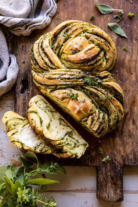 Swirled Garlic Herb Bread | halfbakedharvest.com #garlicbread #herbbread #homemadebread #breadrecipes Garlic Bread Half Baked Harvest, Herb And Garlic Bread Recipe, Fall Recipes Bread, Advanced Bread Recipes, Garlic Swirl Bread, Garlic And Herb Bread Recipes, Garlic Braid Bread, Garlic Braided Bread, Loaded Bread Recipes