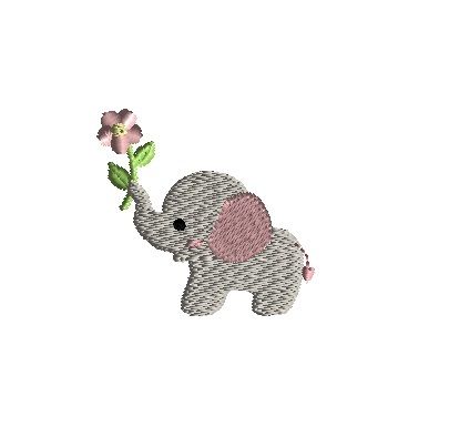 Mini Baby Elephant with Flower - 3 Sizes! - Products - SWAK Embroidery Sew Cha Cha Flower Machine Embroidery, Elephant Embroidery, Flower Machine Embroidery Designs, Simple Embroidery Designs, Embroidery Tshirt, Embroidery Template, Machine Embroidery Projects, Elephant Pattern, Simple Embroidery