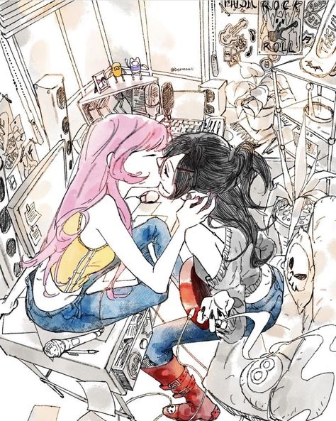 Adveture Time, Marceline And Princess Bubblegum, Marceline And Bubblegum, Adventure Time Marceline, Princess Bubblegum, Adventure Time Art, Arte Inspo, Wow Art, Steven Universe