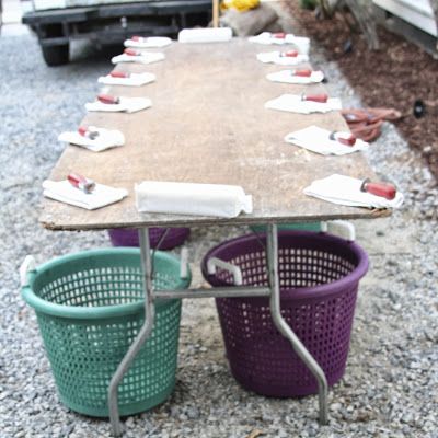 Oyster Roast Set-Up Oyster Roast Decorations, Oyster Roast Party Ideas Table Settings, Oyster Shucking Table Outdoor, Backyard Oyster Roast Party Ideas, Oyster Roast Party Ideas, Oyster Shucking Table Diy, Oyster Roast Party, Crab Boil Party, Low Country Boil Party