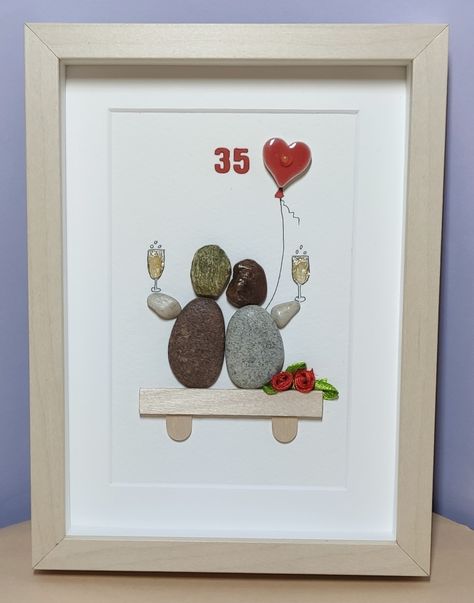 35th Coral Wedding Anniversary Gift, Personalized 35th Anniversary Picture, Pebble Art, Unique gift for hasbund, wife, couple Coral Anniversary, 35 Anniversary, 35th Wedding Anniversary, Anniversary Pictures, Unique Anniversary Gifts, Couples Anniversary, Frame Picture, Coral Wedding, Artwork Gifts