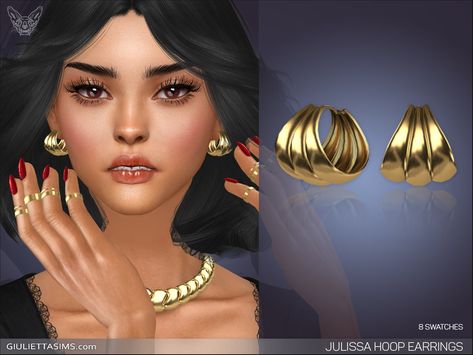 The Sims Resource - Julissa Triple Hoop Earrings The Sims Resource Jewelry, Sims 4 Cc Big Hoop Earrings, Sims 4 Cc Hoop Earrings Patreon, Sims Lips, Sims 4 Cc Female Earrings, Sims 4 Gold Hoop Earrings, Cc Accessories, Triple Hoop Earrings, Sims 4 Piercings