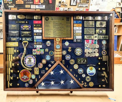 Memories Wall, Army Retirement, Military Shadow Box, Military Awards, Flag Display Case, Navy Admiral, Alien Party, Military Coins, Shadow Box Gifts