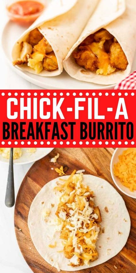 Taco Breakfast Burrito, Chickfila Breakfast Burrito, Breakfast Chicken Burritos, Chick Fil A Breakfast Bowl, Chicken Breakfast Burrito, Chicken Breast Breakfast Ideas, Chick Fil A Breakfast Burrito, Breakfast Burrito Ideas, Best Breakfast Burrito Recipe