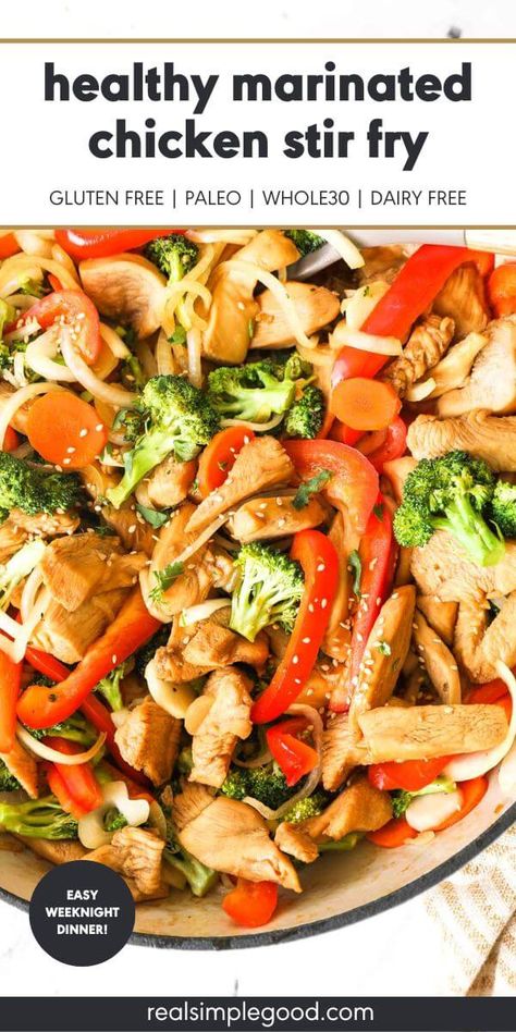 Aip Chicken Stir Fry, Healthy Chicken Stir Fry With Vegetables, Healthy Marinated Chicken, Chicken Stir Fry Marinade, Healthy Chicken Stir Fry, Healthy Stir Fry, Healthy Family Dinners, Healthy Chicken Dinner, Easy Chicken Dinner Recipes