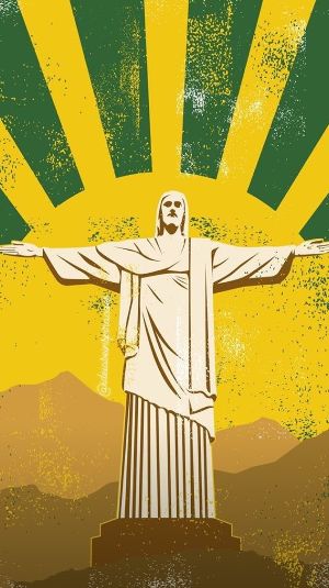 Cristo Redentor (RJ) - Verde e amarelo Brazil Wallpaper, Brazil Art, Arte Pop, Foto Inspiration, Vintage Travel Posters, Retro Poster, Urban Art, Samba, Rio De Janeiro