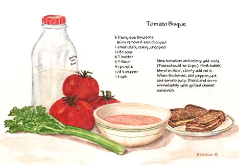 Tomato Bisque Recipe Book Aesthetic, Culinary Notes, Aesthetic Soup, Soup Drawing, 2025 Recipes, Maine Food, Cottagecore Recipes, Movie Food, Homemade Recipe Books