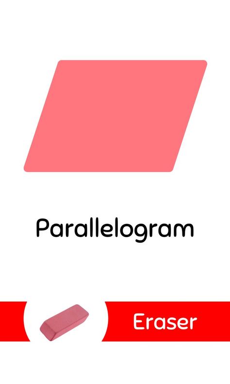 Shape Flashcard Parallelogram Art, Parallelogram Shape, Shapes Flashcards, Alphabet Worksheets Kindergarten, Teaching Shapes, Worksheets Kindergarten, Alphabet Worksheets Preschool, Worksheets Preschool, Flashcards For Kids