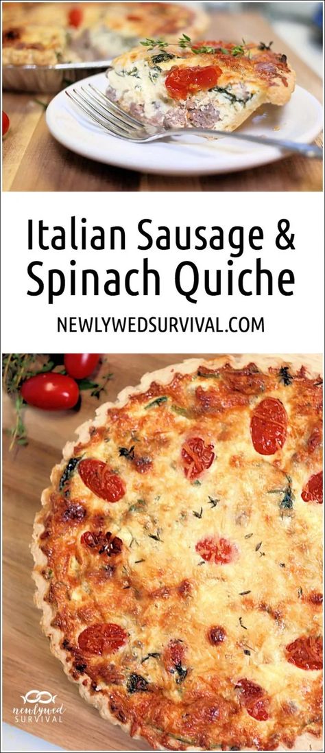 Sausage Spinach Quiche, Sausage And Spinach Quiche, Sausage Quiche Recipes, Italian Sausage Spinach, Cook Once Eat Twice, Sausage Quiche, Sausage And Spinach, Spinach Quiche Recipes, Savory Tarts