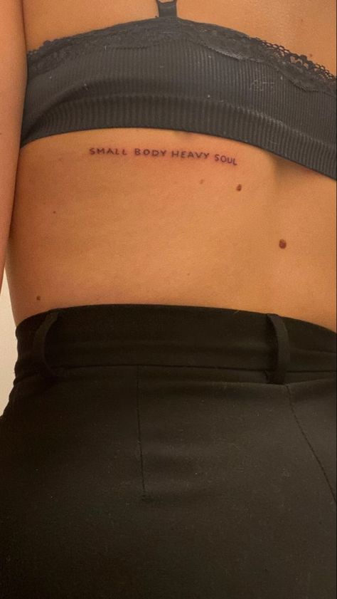 Small body heavy soul tattoo... Above Buttcheek Tattoo, Small Body Heavy Soul Tattoo, Backtattoos Back Pieces Small, Small Mid Back Tattoo, Lower Back Side Tattoo, Mid Back Tattoo Women, Side Torso Tattoos For Women, Heavy Soul Tattoo, Mid Chest Tattoo