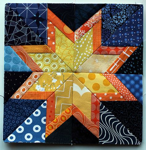 WQ Starry night block Patchwork Star, Free Paper Piecing Patterns, Paper Pieced Quilt Patterns, Foundation Paper Piecing Patterns, Paper Pieced Quilt, Patch Aplique, Star Quilt Blocks, Star Quilt Patterns, Paper Piecing Quilts