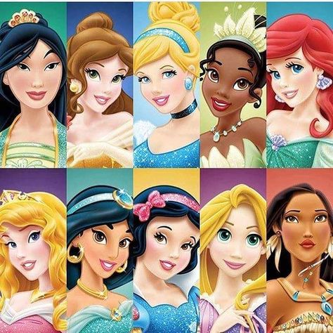 Tell me who's your FAVORITE Disney Princess?? Mine is Belle.  I adore her. Princess Collage, Disney Princess Background, Disney Princess Names, Anastacia Disney, Character Collage, The Disney Princesses, Princesas Disney Anime, Princess Face, Disney Queens