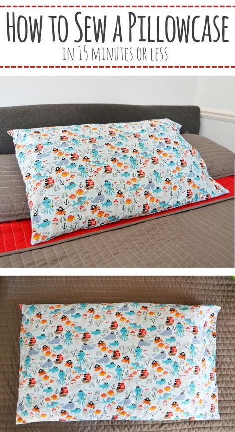 Even if you're new to sewing you can quickly make a pillowcase following this tutorial.– Mary Martha Mama #sewing #sewingprojects Sew A Pillowcase, Pillow Cases Tutorials, Mary And Martha, Sew Ins, Beginner Sewing Projects Easy, Sewing Pillows, Leftover Fabric, Sewing Projects For Beginners, Sewing Skills