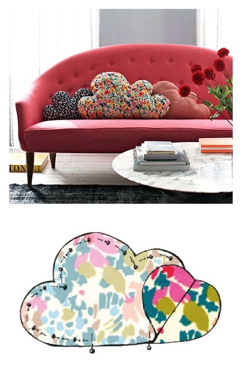 15 DIY Projects for Lovely Cushions - Pretty Designs Cushion Tutorial, Diy Sy, Cloud Cushion, Bantal Sofa, 15 Diy, Sewing Pillows, Pretty Designs, Creation Couture, Diy Couture