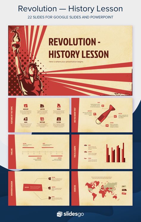 Giving a history lesson can be engaging if you use this free presentation template for Google Slides and PowerPoint History Slide Presentation, History Presentation Design, History Powerpoint Templates, History Template, History Powerpoint, Ppt Ideas, Presentation Slides Design, Powerpoint Ideas, Powerpoint Slide Designs