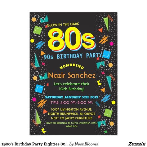 80s Invitation Ideas, 1980s Birthday Party, 80s Birthday, 80s Birthday Parties, 80's Party, Adult Party Themes, 80s Theme Party, 80s Theme, 30th Birthday Invitations