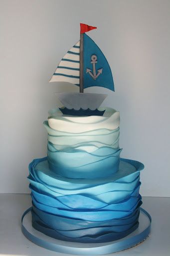 Fantastic Nautical cake!!!  birthday party, shower... sailboat.  ||  And Everything Sweet Nautical Cake, Gateaux Cake, Nautical Baby Shower, Baby Cakes, Nautical Baby, Nautical Wedding, Cakes For Boys, White Cake, Fancy Cakes