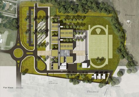 Gallery - Public Middle School Of Labarthe-Sur-Lèze / LCR Architectes - 27 School Building Plans, Complex Architecture, Site Plan Design, Abandoned School, School Building Design, School Site, Campus Design, Urban Design Plan, University Architecture