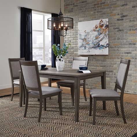 Liberty Furniture Dining Room Rectangular Leg Table 686-T3660 - Home Rooms Furniture & Mattress Grey Dining Chairs Modern, Black Dining Room Furniture, Studio Loft, Gray Dining Chairs, Black Dining Room, Mirror Design, 5 Piece Dining Set, Upholstered Side Chair, Liberty Furniture