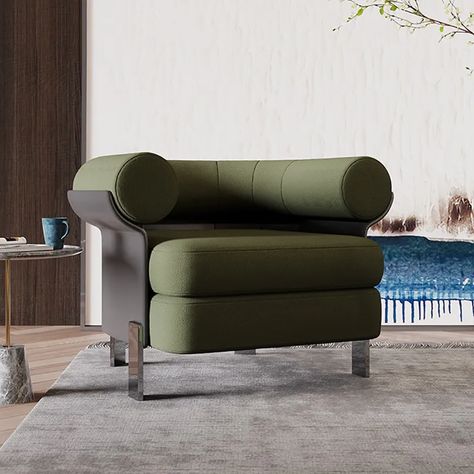 Modern Green Boucle Upholstered Accent Chair with Round Back Green Accent Chair, Arm Chair Styles, Upholstered Accent Chairs, Modern Accent Chair, Green Chair, Cool Chairs, Home Room Design, The Bedroom, Room Chairs