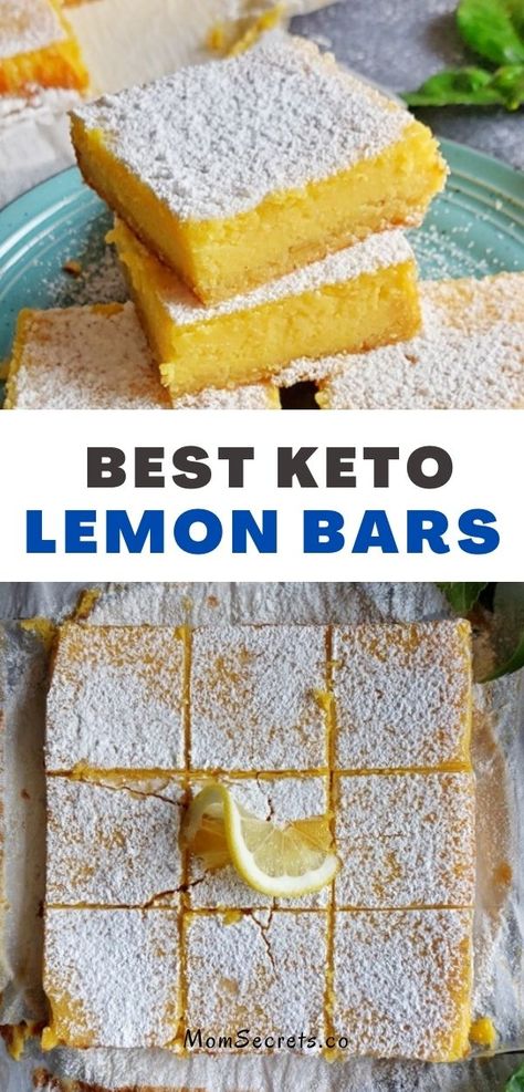 Easy Keto Sweet Treats, Keto Lemon Bars Almond Flour, Keto Lemon Squares, Keto Creamy Lemon Squares, Keto Low Carb Desserts Easy, Keto Lemon Desserts Easy, Low Carb Lemon Desserts Easy, Keto Bar Recipes, Thm Lemon Desserts