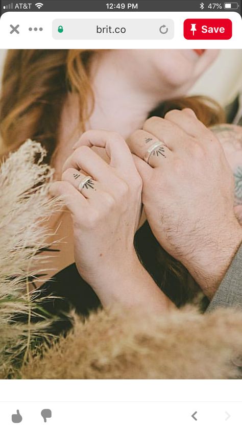 Tattoo Wedding Rings White Ink, Tattoo Around Wedding Ring, Ring Finger Tattoo With Ring On, Wedding Band Tattoo With Ring, Husband And Wife Ring Finger Tattoos, Tattoo Engagement Ring, Wedding Ring Tattoo Ideas Couple, Wedding Band Tattoo For Her, Ring Tattoo Designs Wedding