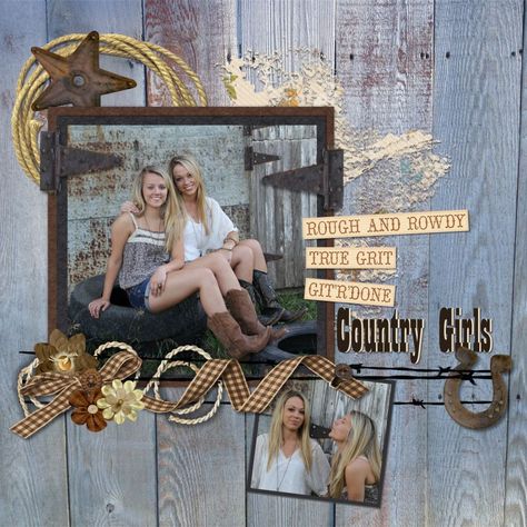 Country Girls - Scrapbook.com Country Scrapbook Layouts, Country Music Scrapbook Layouts, Grand Ole Opry Scrapbook Layouts, Country Concert Scrapbook Ideas, Country Scrapbook Ideas, Cowgirl Scrapbook Layouts, Western Scrapbook Layouts, Horse Scrapbook Layouts, Western Scrapbook Ideas