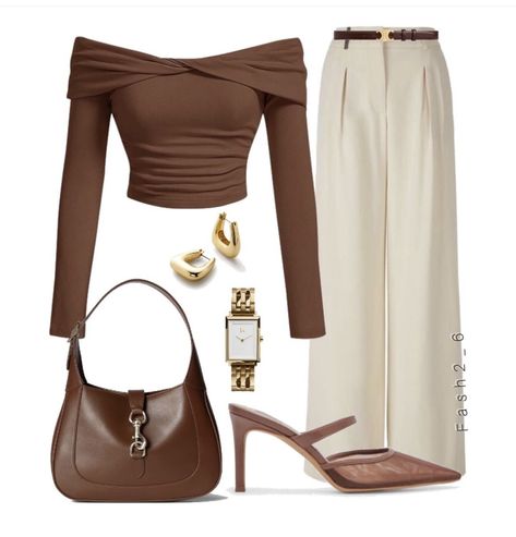 Office Glam Outfit, Brown Pumps Outfit, Combo Outfits, Pumps Outfit, Elegant Wear, Fancy Shirt, Money Fashion, 90s Inspired Outfits, Color Combos Outfit