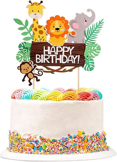 Animals Happy Birthday, Cake Printable, Animal Birthday Cakes, Birthday Things, Monkey Cake, Jungle Theme Birthday, Birthday Post, Birthday Cake Topper Printable, Jungle Birthday