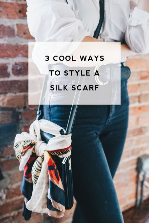 Silk Scarf Outfit Classy, Ways To Style A Scarf, Style A Silk Scarf, Louis Vuitton Silk Scarf, Style Silk Scarf, Gucci Silk Scarf, Silk Scarf Outfit, Scarf Gucci, Scarf Styling