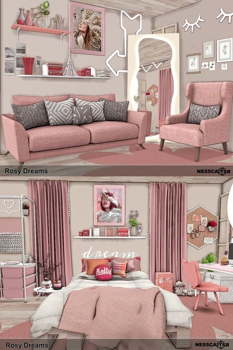 Pink Bedroom Sims 4 Cc, Sims 4 Pink Couch Cc, Sims 4 Pink Furniture, Sims 4 Room Cc Sets, Rooms Sims 4 Cc, The Sims 4 Living Room Cc, Sims 4 Cc Teen Room, Sims 4 Dorm Room, Sims 4 Dorm Cc