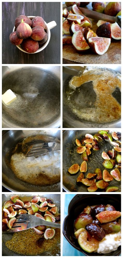 fewminutewonders: Caramelized Figs : An Awesome Topping Caramelized Figs, Black Fig, Caramel Recipes, Rice Pudding, Fresh Cream, Cottage Cheese, Saute Pan, Our Home, Fig