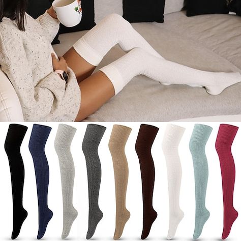 Thigh High Knit Socks, Tricotin Long, Thigh Socks, Over Knee Socks, Knit Leg Warmers, Knit Stockings, Over The Knee Socks, Thigh High Socks, Winter Socks