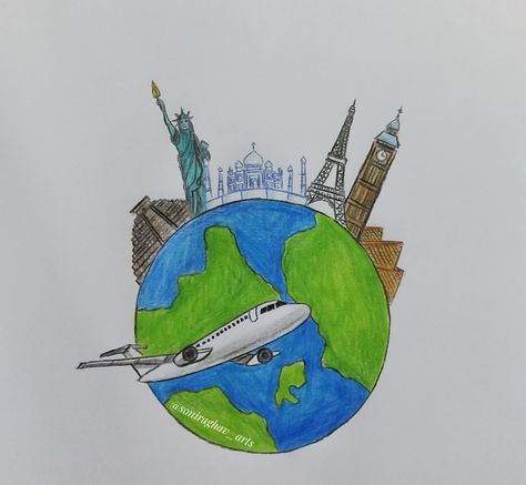 World tourism day drawing / world tourism day poster / tourism day drawing #tourismday #travel World Tourism Day Poster Drawing, World Tourism Day Drawing, Poster On Tourism, Geography Painting, World Tourism Day Poster, Tourism Day Poster, Tourism Drawing, Poster Tourism, World Tourism Day