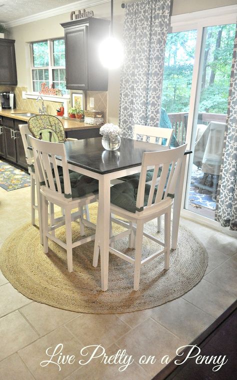 Kitchen Table Makeover Kitchen Table For 6 Small Spaces, Small Tall Kitchen Table, Small Eat In Kitchen Table Square, Tall Kitchen Table Ideas, Small Kitchens With Tables, Small Kitchen Table Hightop, Tiny Home Kitchen Table Ideas, Bar Height Table Makeover, Breakfast Table Ideas Kitchen