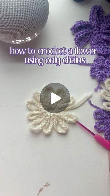 Chain Crochet Projects, Crochet Flower Chain, Crocheting Inspiration, Beginners Crochet, Crochet Chain, Crochet Business, Crochet Flower Patterns, Crochet Applique, Simple Flowers