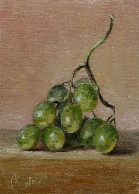 Grapes Still Life, Oil Painting Fruit, Grape Nuts, Vegetable Painting, Painting Fruit, Arte Doodle, Theme Nature, Painting Canvases, Figurative Artwork