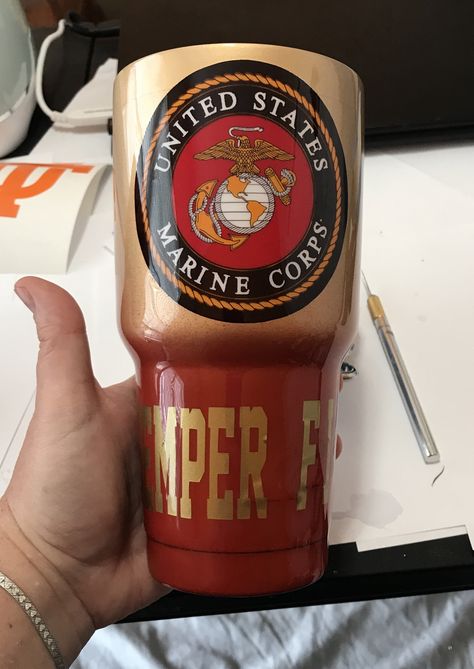 Marine Corps Tumbler, Beverage Quotes, Diy Tumbler, Yeti Cups, Epoxy Tumbler, Epoxy Tumblers, Glitter Tumbler Cups, Yeti Cup, Cup Designs