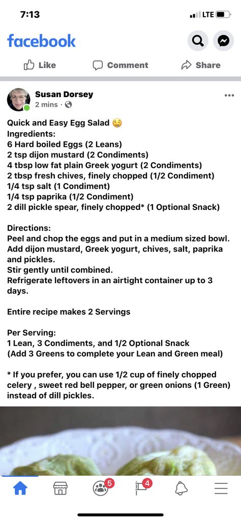 Lean And Green Egg Salad, Optavia Lean And Green Recipes 5&1 Egg Salad, Green Diet, Easy Egg Salad, Egg Salad Recipe, Lean And Green Meals, Flourless Chocolate Cakes, Egg Salad, Greens Recipe