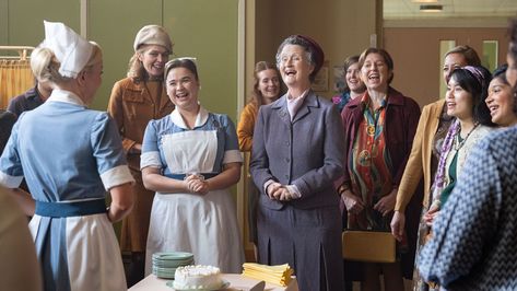 Call The Midwife just shared the sweetest photo from the cast's reunion in London, and the show also revealed an exciting update on season 13. Call The Midwife Cast, Call The Midwife Seasons, Helen George, Reggie Jackson, Bbc Drama, Playing Doctor, First Person Writing, Call The Midwife, Emotional Rollercoaster