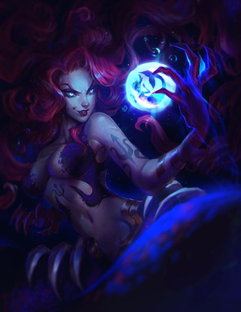 ArtStation - Mermay, Zoe Zhu Morgana League Of Legends, Witch Mermaid, League Of Legends Universe, Evil Mermaids, Legend Drawing, Xayah And Rakan, Ars Longa Vita Brevis, Villain Outfits, Colour Story