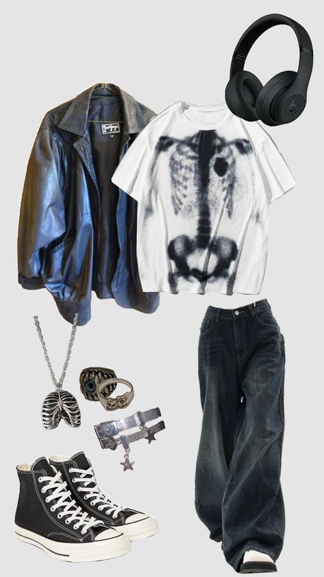 #outfit #aestetic Deftones Outfit, Outfit Inspo Streetwear, Badass Outfit, Alt Outfits, Tomboy Outfits, Vintage Inspired Outfits, Punk Outfits, Swaggy Outfits, Really Cute Outfits