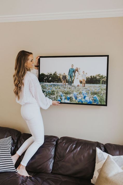 This gorgeous canvas print from @mixbook is 50% off with a discount code I'm sharing on the blog! | merricksart.com #sponsored #mixbook Large Family Portraits On Wall, Large Portraits On Wall, Photos Above Bed, Dora Photos, Family Photo Canvas, Wall Portraits, Portrait Decor, Small Canvas Prints, Fall Family Outfits