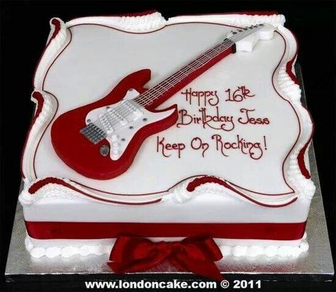 For the Rock star! Guitar Birthday Cakes, Music Themed Cakes, Rock And Roll Birthday, Music Cakes, Music Cake, Guitar Cake, Birthday Cakes For Teens, Cake Banner Topper, Birthday Cakes For Men