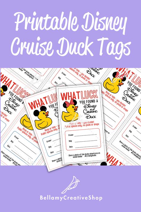 Printable Disney Cruise Duck Tags Disney Cruise Duck Tags Free, Disney Cruising Ducks Tags Printable Free, Cruising Duck Tags, Cruise Ducks, Disney Ships, Duck Gifts, Free Printable Tags, Disney Duck, Tags Printable