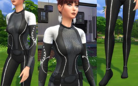 Mod The Sims - The Future Is Here - Female Hunger Games Jumpsuit The Sims 4 Cc Hunger Games, Sims 4 Cc Marvel Clothes, Hunger Games Sims 4 Cc, Sims Alien, 75th Hunger Games, Games Outfits, Hunger Games Tributes, Hunger Games Outfits, Sims Videos