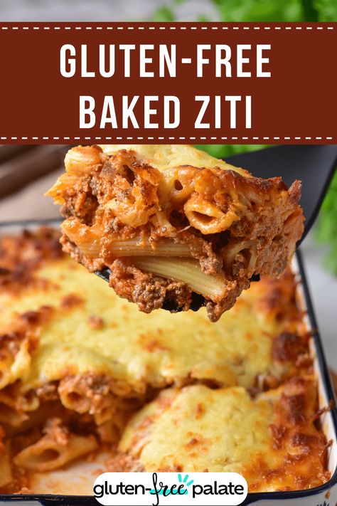 Gluten-free baked ziti with three cheeses is a hearty Italian dish perfect for a cozy night in. Enjoy a comforting and flavorful meal. Gluten Free Cavatelli Recipe, Gluten Free Baked Spaghetti Recipe, Gf Pasta Bake, Gluten Free Ziti, Gluten Free Pasta Casserole, Gf Casserole, Gluten Free Baked Ziti, Gluten Free Pasta Bake, Gluten Free Pasta Dinner