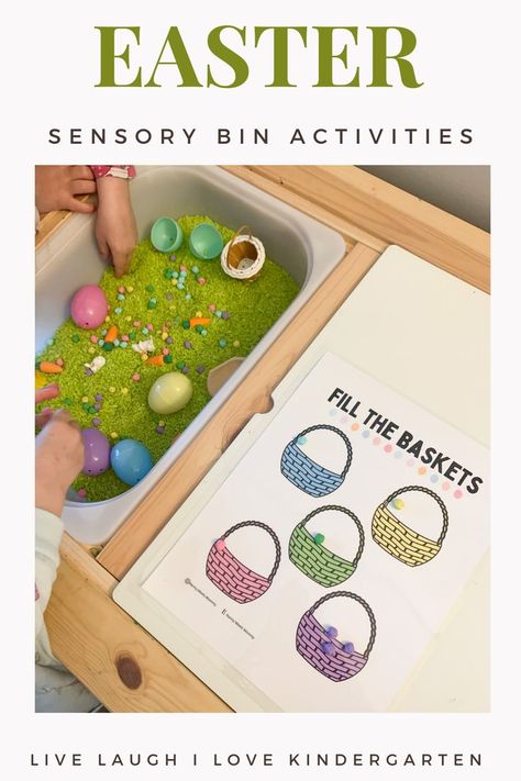 Easter Sensory Table Preschool, Easter Story Sensory Bin, Easter Sensory, Easter Sensory Bin, Easter Preschool, Easter Story, Letter Matching, Matching Activity, Preschool Themes